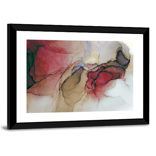 Alcohol Ink Abstract with Gold Accents Canvas Wall Art