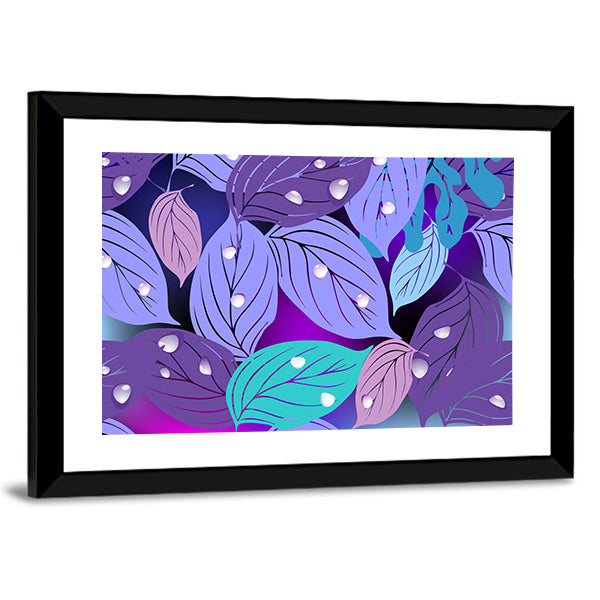Purple Teal Leaf Texture Canvas Wall Art