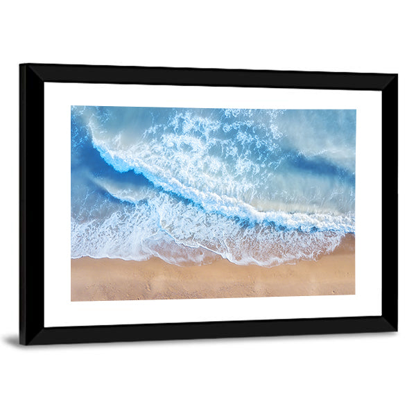 Beach And Waves From Top Canvas Wall Art