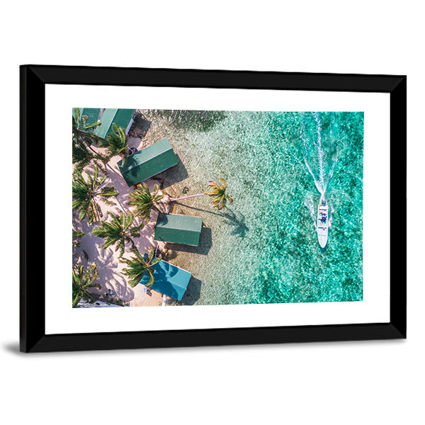 Aerial View of Tropical Island Coast Canvas Wall Art