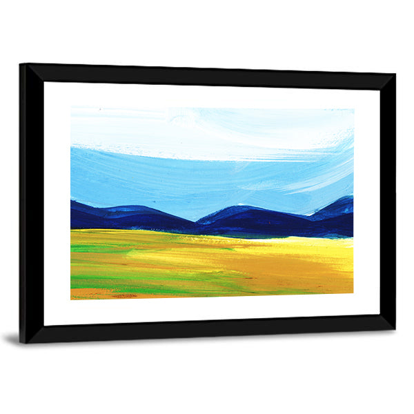 Scenic Mountains Field Artwork Canvas Wall Art