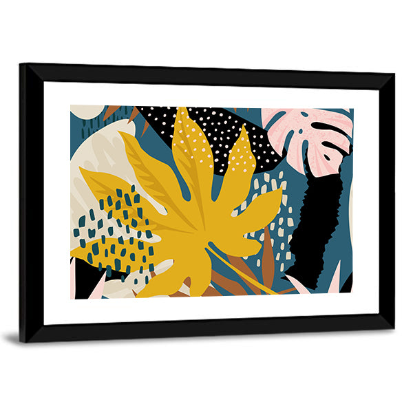 Abstract Tropical Leaves Pattern Canvas Wall Art
