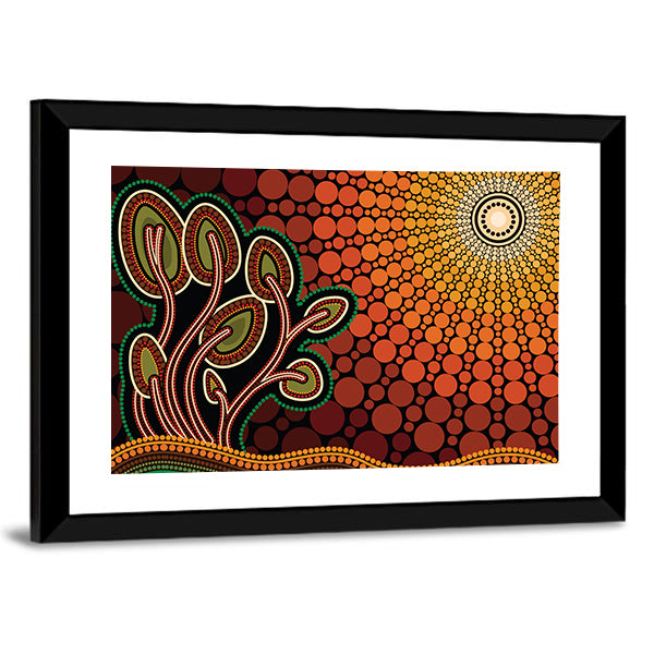 Aboriginal Tree on Hill Canvas Wall Art