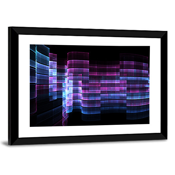 Futuristic Digital Grid Abstract Canvas Wall Art