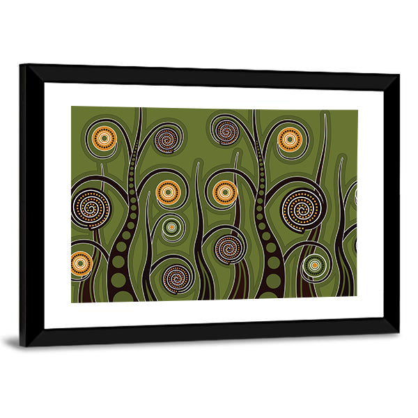 Olive Dotted Tree Dot Painting Canvas Wall Art