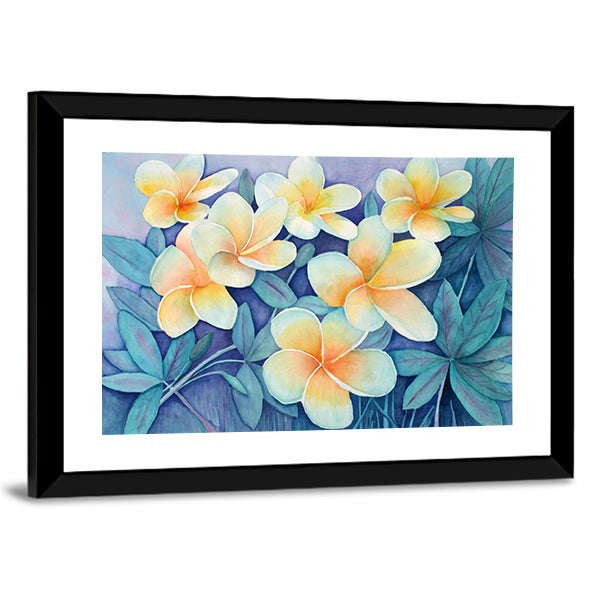 Tropical Frangipani Flowers Canvas Wall Art