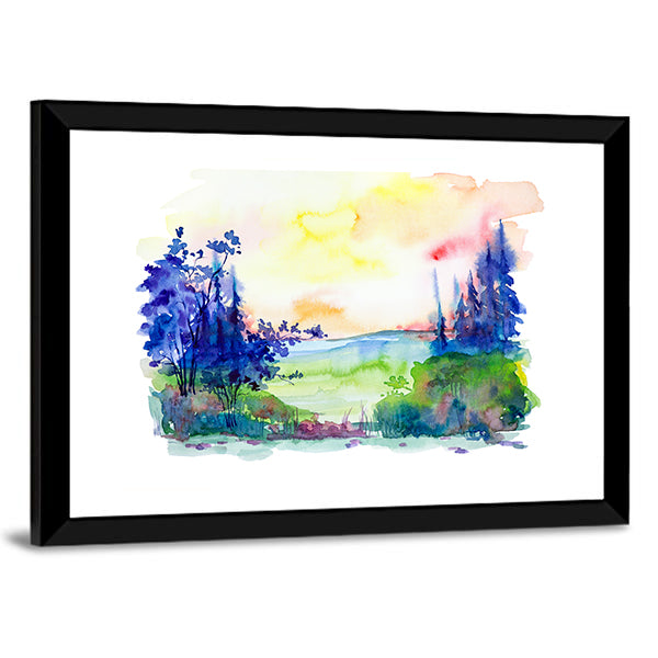 Watercolor Summer Forest Canvas Wall Art
