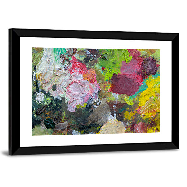 Art Palette Close Up Canvas Wall Art in multicolor, framed print, product view on a white background