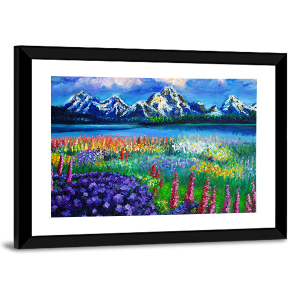 Spring Mountain Lake Canvas Wall Art
