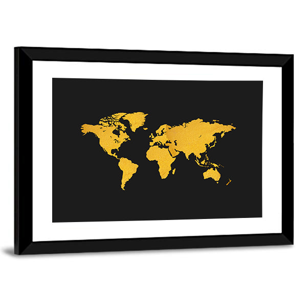 Gold Texture World Map Canvas Wall Art