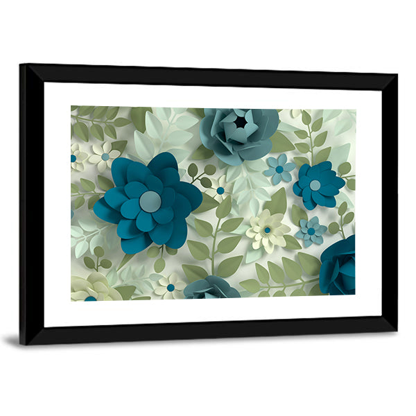 Layered Pastel Paper-cut Flowers Canvas Wall Art