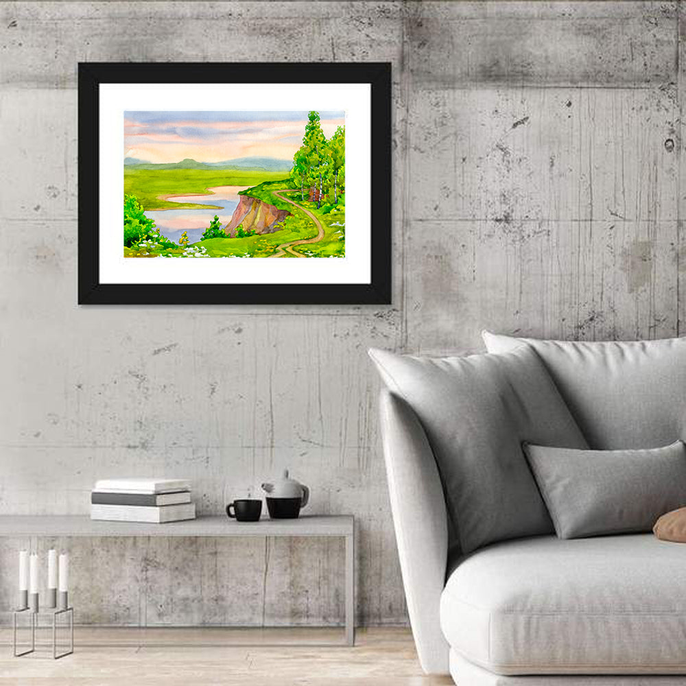 Spring River with Birch Trees Canvas Wall Art