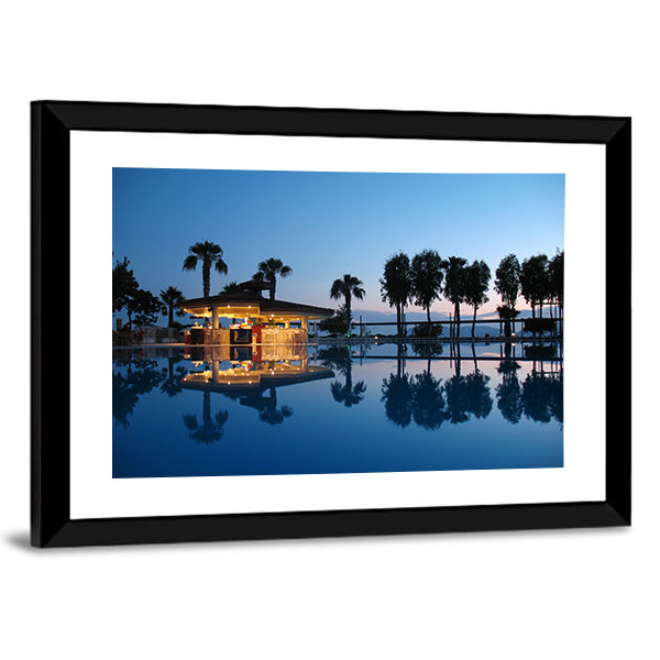 Night Bar On Summer Beach in Turkey Canvas Wall Art