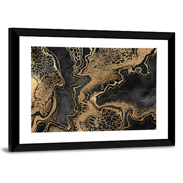Gold Veined Marble Texture Canvas Wall Art