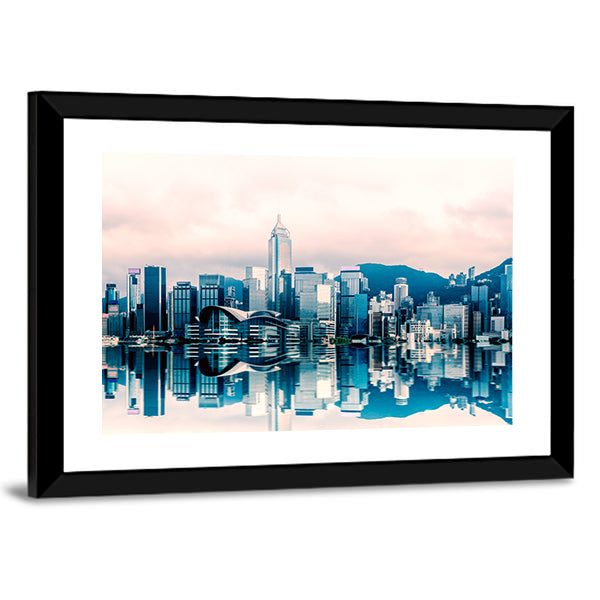 Hong Kong Cityscape At Victoria Harbour Canvas Wall Art