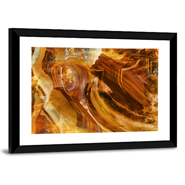 Amber and Gold Abstract with Layered Textures Canvas Wall Art