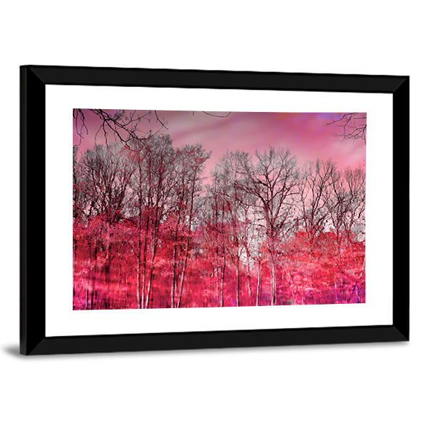 Surreal Pink Winter Forest Canvas Wall Art