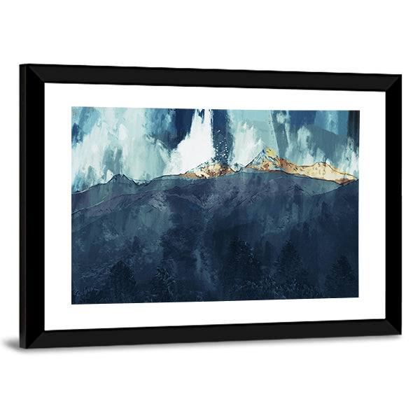 Abstract Mountain Range at Golden Dusk Canvas Wall Art