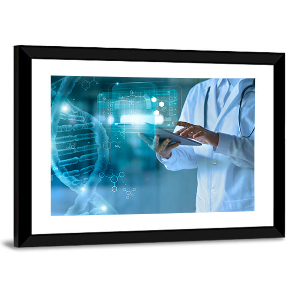 Medical Technology Concept with Doctor and Holographic Display Canvas Wall Art