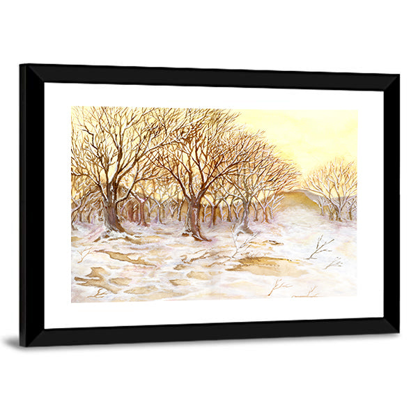 Watercolor Winter Forest Canvas Wall Art