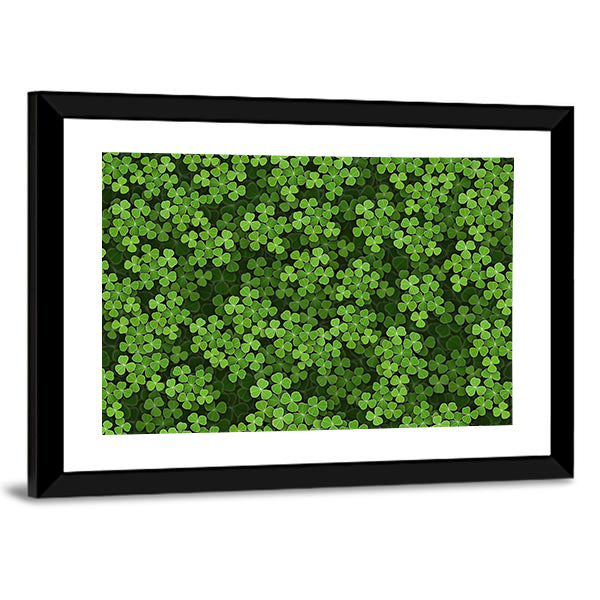 Green Shamrock Illustration Canvas Wall Art
