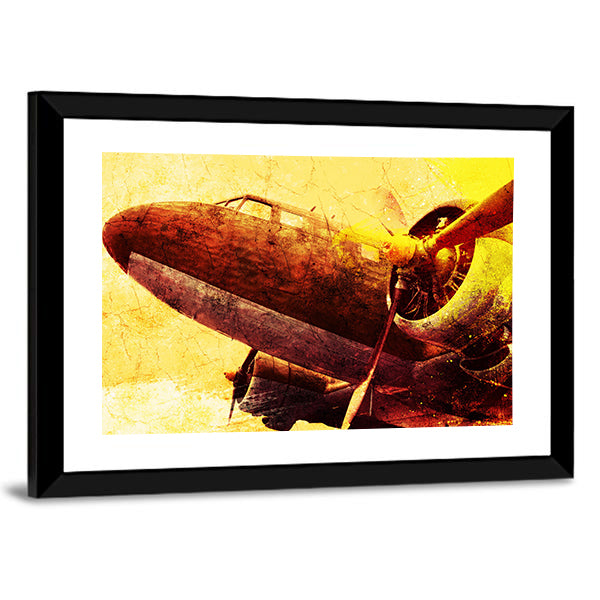 Grunge Old Military Plane Canvas Wall Art