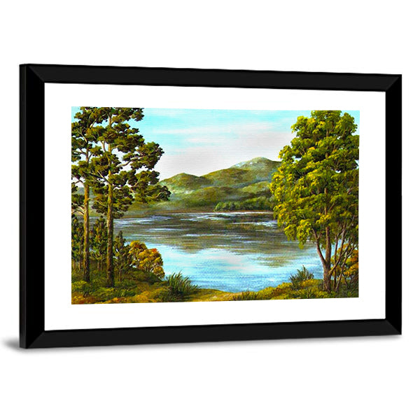 Autumn Mountain Lake Canvas Wall Art