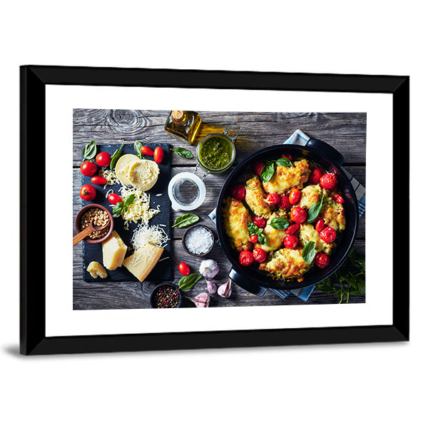 Baked Chicken Breast Rolls With Ingredients Canvas Wall Art