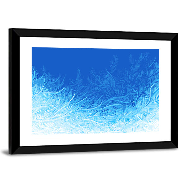 Winter Blue Curly Ice Frost Canvas Wall Art