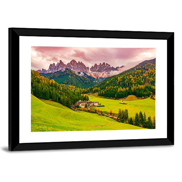 Santa Maddalena Village at Autumn Twilight Canvas Wall Art