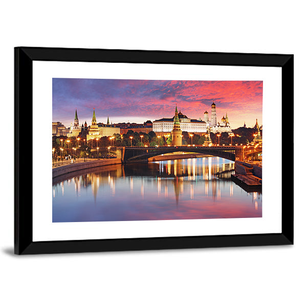 Moscow City Skyline At Sunset Canvas Wall Art