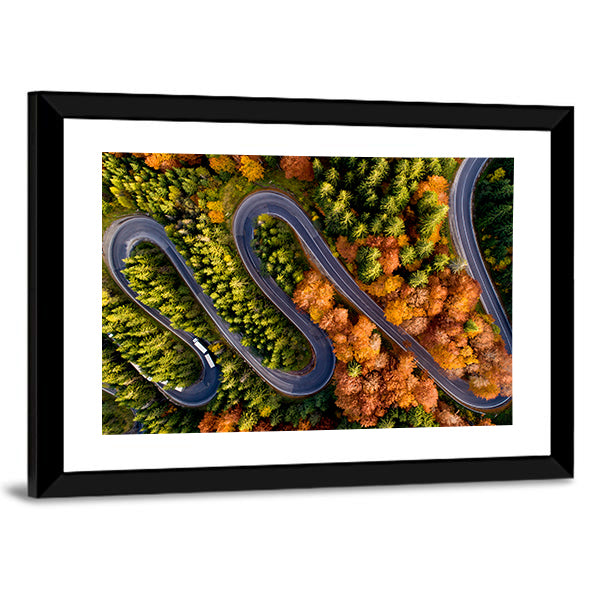 Serpentine Asphalt Road Canvas Wall Art