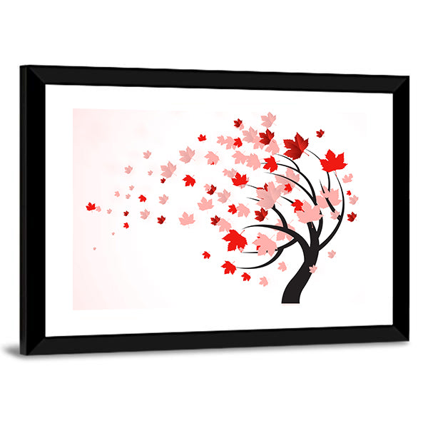 Red Autumn Tree Canvas Wall Art