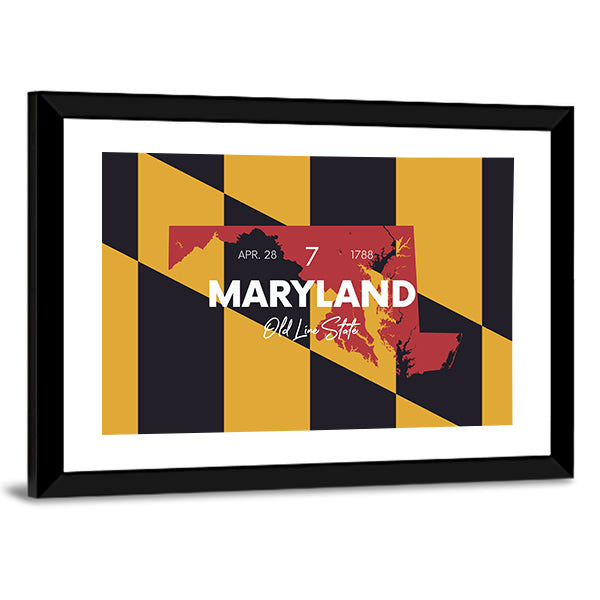 Maryland Flag Map Canvas Wall Art