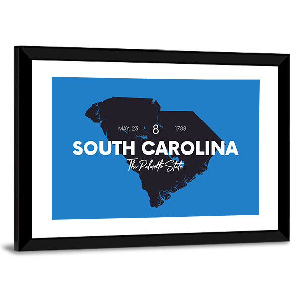 South Carolina Map Silhouette Canvas Wall Art