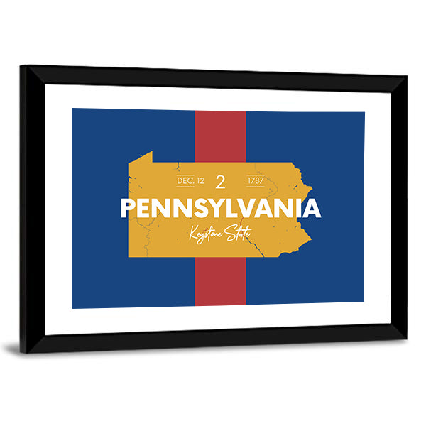 Pennsylvania Typographic Map Canvas Wall Art