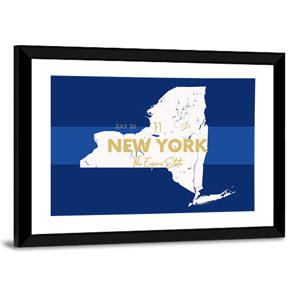 New York State Map Canvas Wall Art