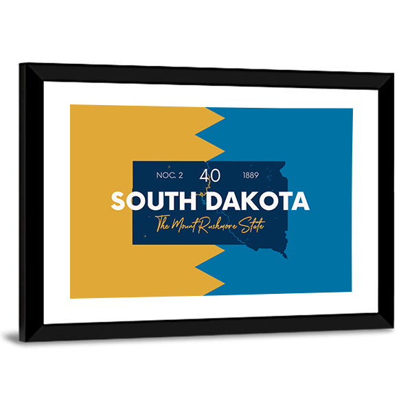 South Dakota State Map Canvas Wall Art