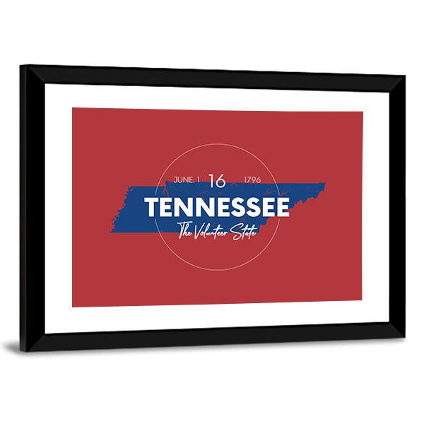 Tennessee State Map with Typography Canvas Wall Art