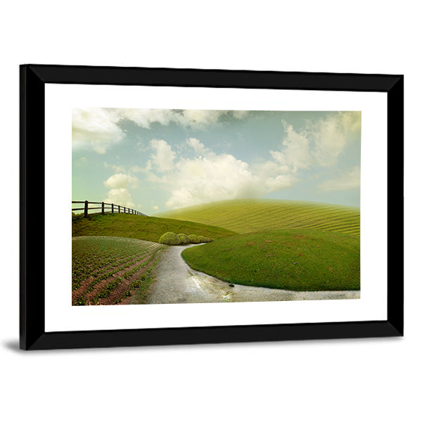 Winding Path Through Rolling Green Hills Canvas Wall Art