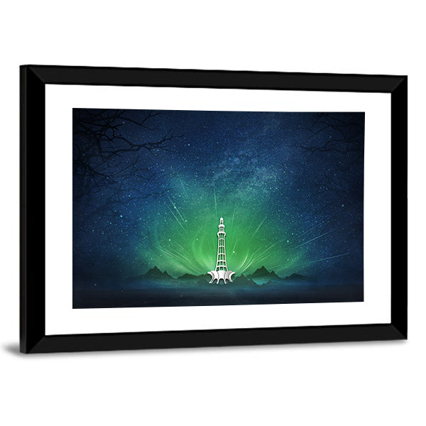 Minar-e-pakistan Aurora Nightscape Canvas Wall Art