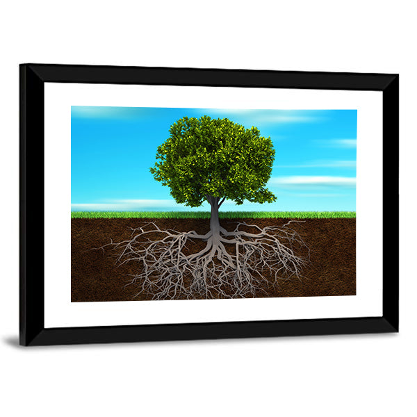 Root Of A Tree Illustration Canvas Wall Art
