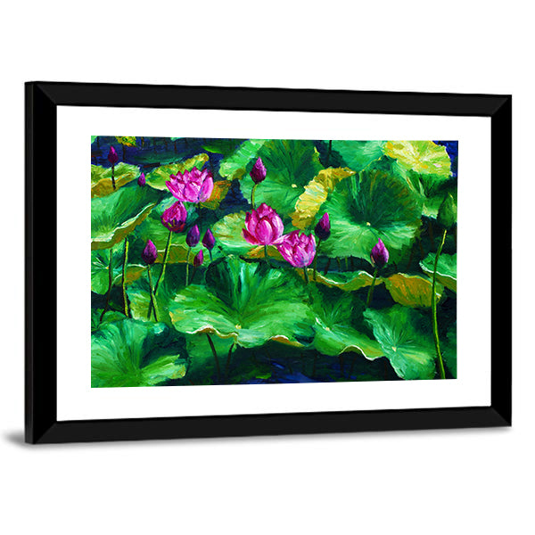 Lotus Flowers Oil Painting Canvas Wall Art