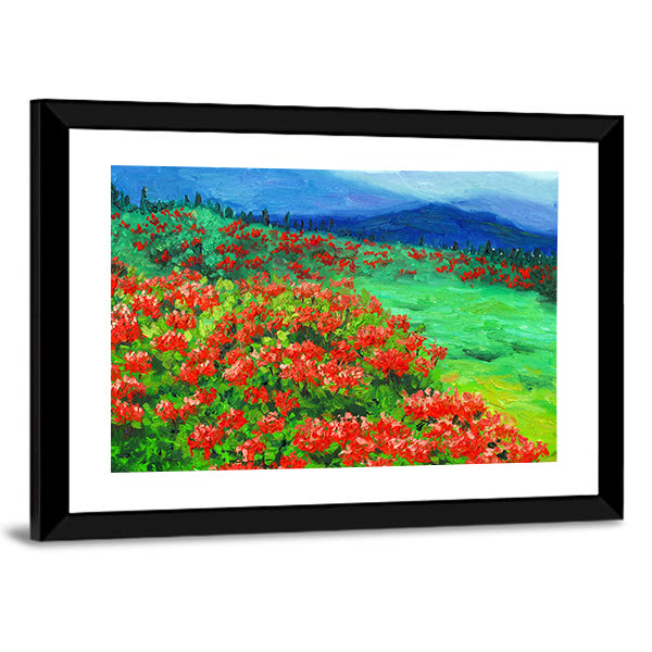 Oil Painted Wildflower Field Canvas Wall Art