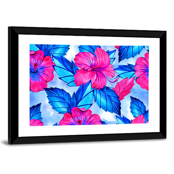 Hibiscus Floral Pattern Canvas Wall Art