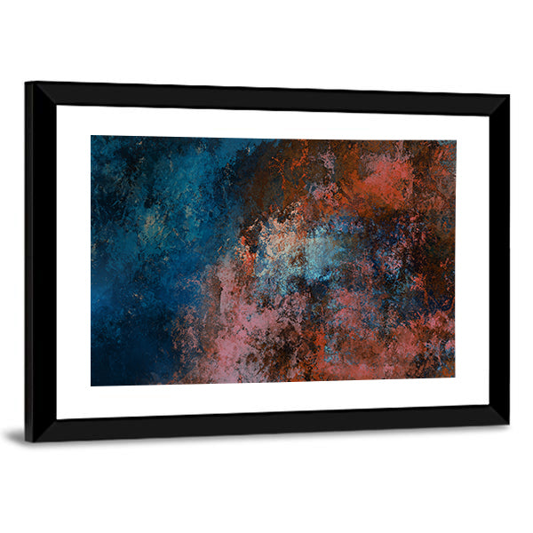 Blue And Red Tones Brushstrokes Canvas Wall Art