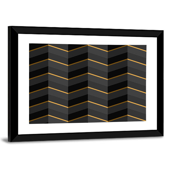 Black and Gold Striped Geometric Canvas Wall Art