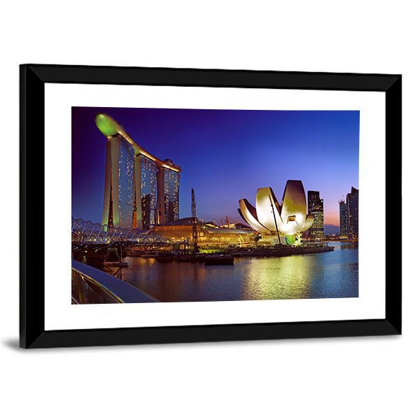 Singapore In Twilight Canvas Wall Art