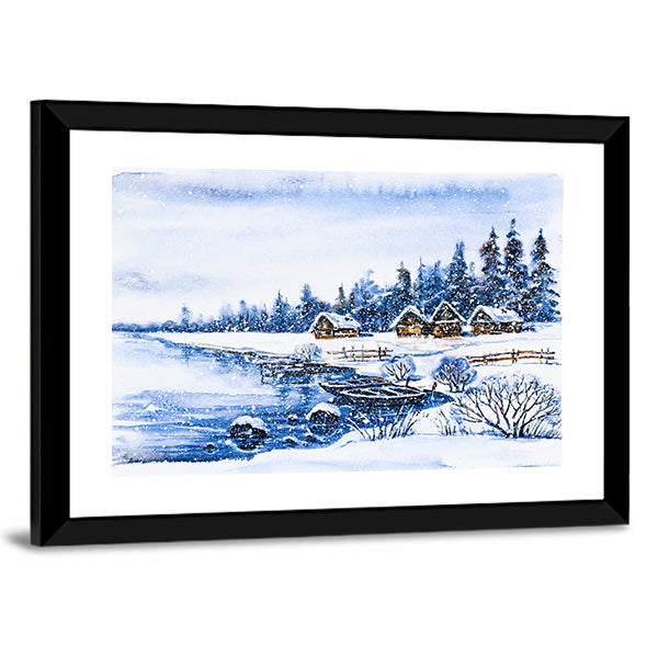 Frozen Winter Village Canvas Wall Art