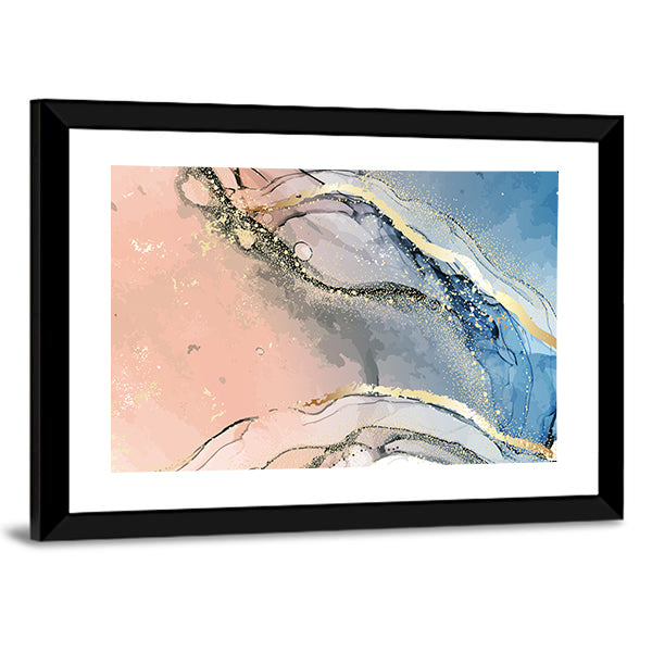 Metallic Gold Pastel Marble Abstract Canvas Wall Art